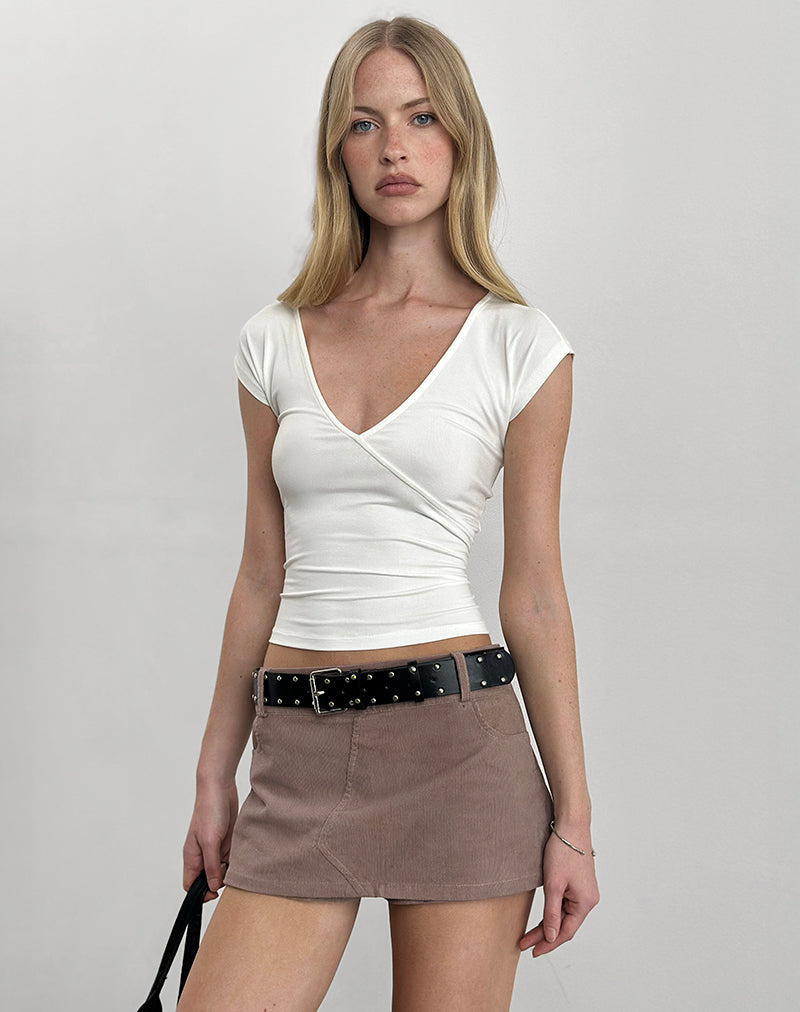 Imagen de Dolores Wrap Top en punto de rayón marfil