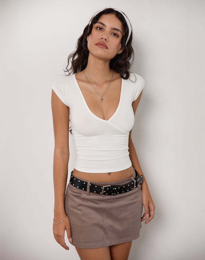 Imagen de Dolores Wrap Top en punto de rayón marfil