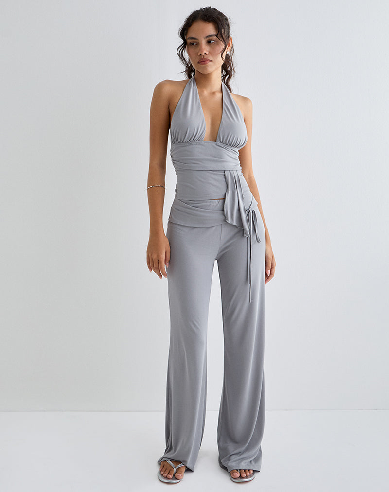 Pantalón Donata gris con cinturón