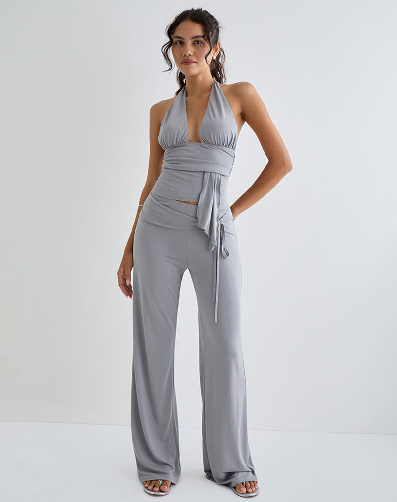 Imagen de Prilla Top Cuello Haltern en Cupro Gris