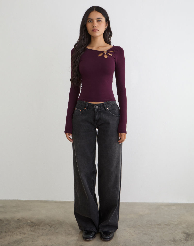 Imagen de la camiseta de manga larga Donela con anillo floral en madera de secuoya