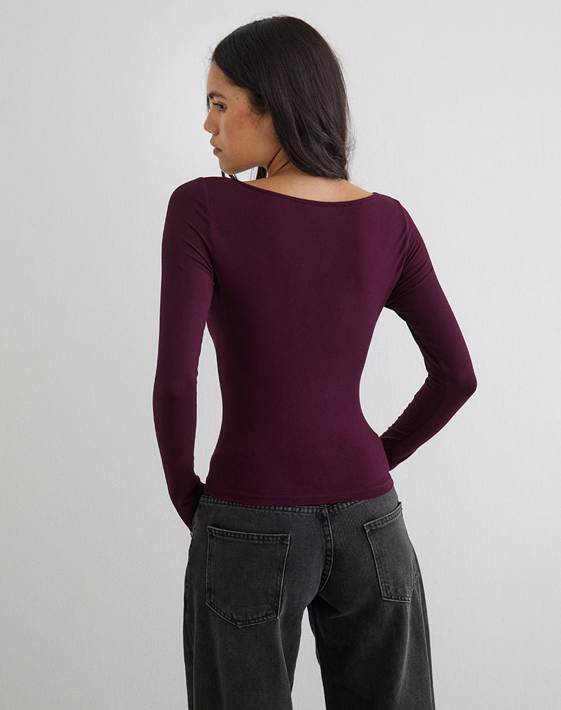 Imagen de la camiseta de manga larga Donela con anillo floral en madera de secuoya