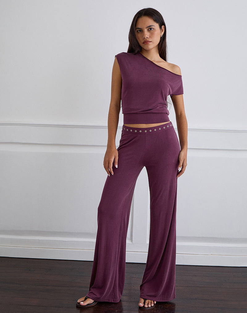 Imagen de Donika Pantalones con tachuelas en la cintura en color ciruela