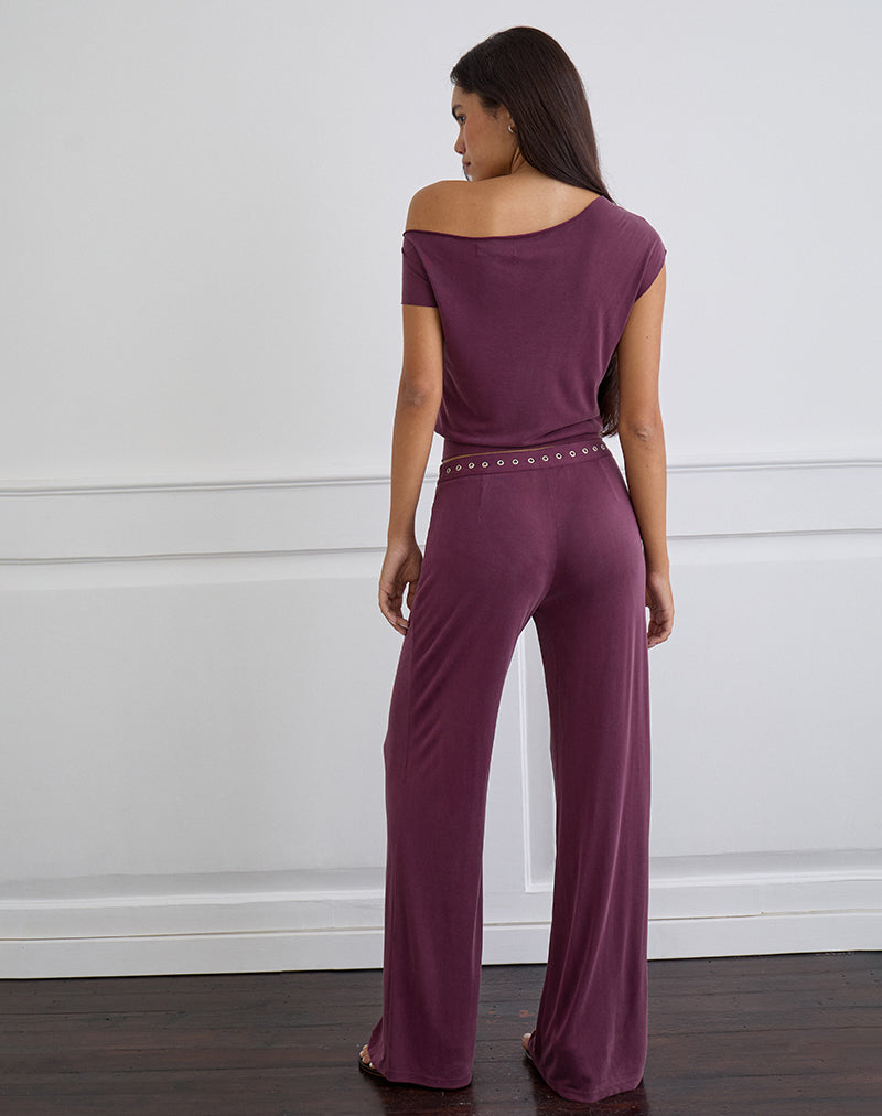 Imagen de Donika Pantalones con tachuelas en la cintura en color ciruela