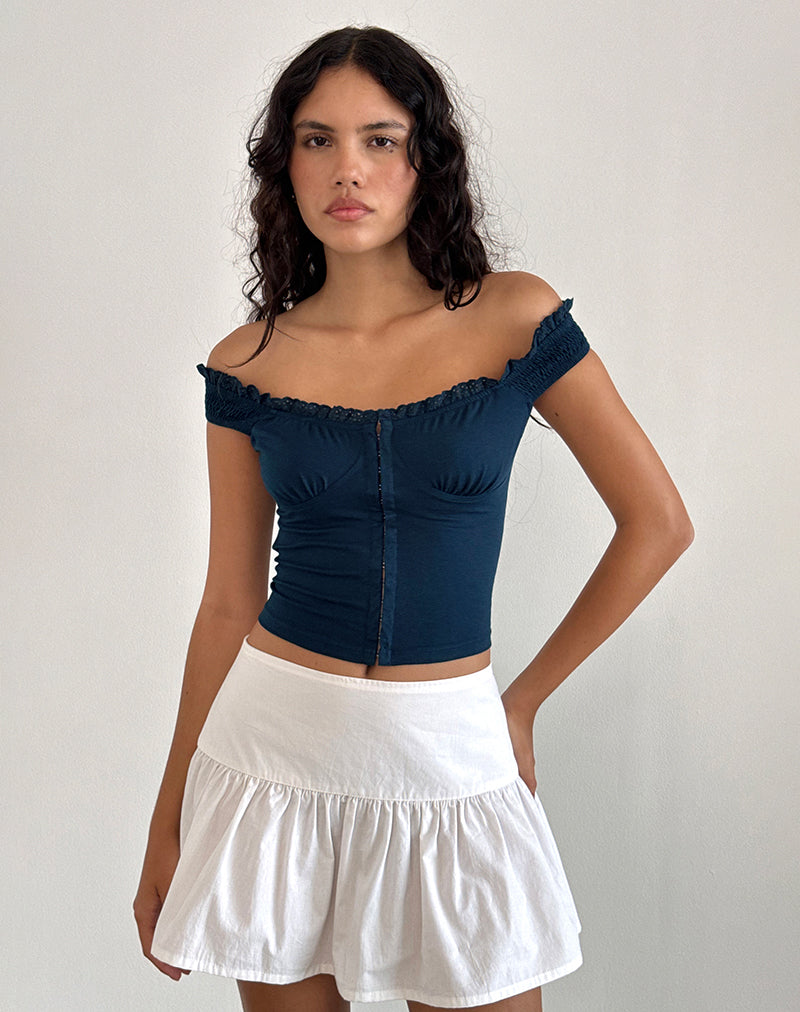 Dovica Top Corsé con Encaje en Azul Marino