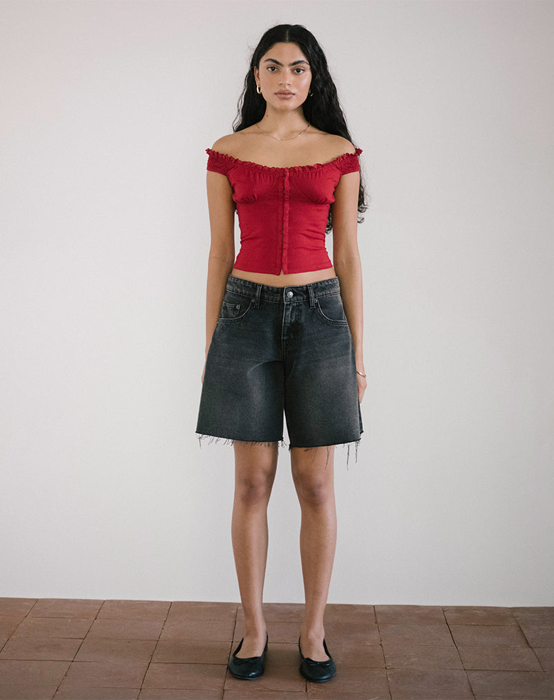 imagen de Dovica Lace Trim Corset Top en Rojo Adrenalina