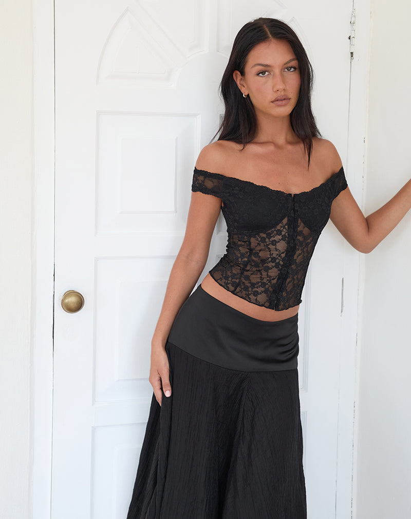 Imagen de Dovica Corset Top de Encaje Rosa Canina Negro