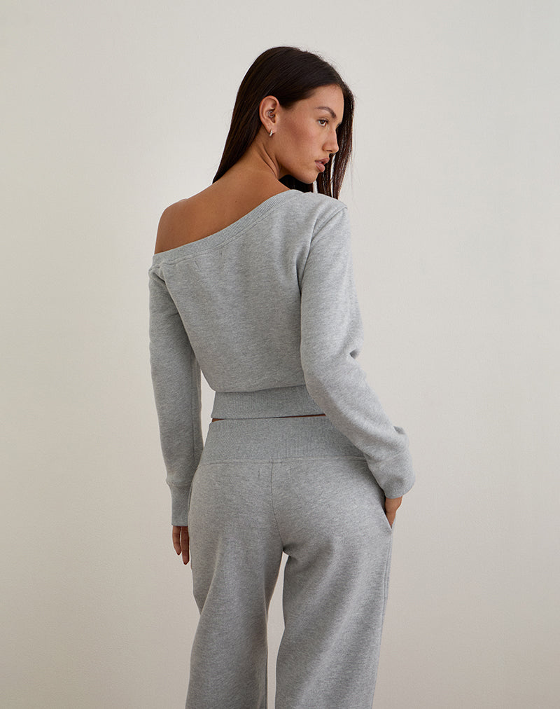 Imagen de Doxia Sudadera con un hombro en marga gris