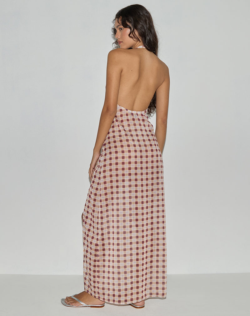 Imagen de Driti Maxi Dress in Chiffon Blurred Check Peach