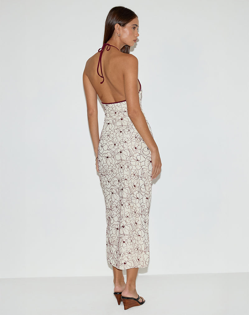 Druvish Vestido Midi en Línea Flor Crema