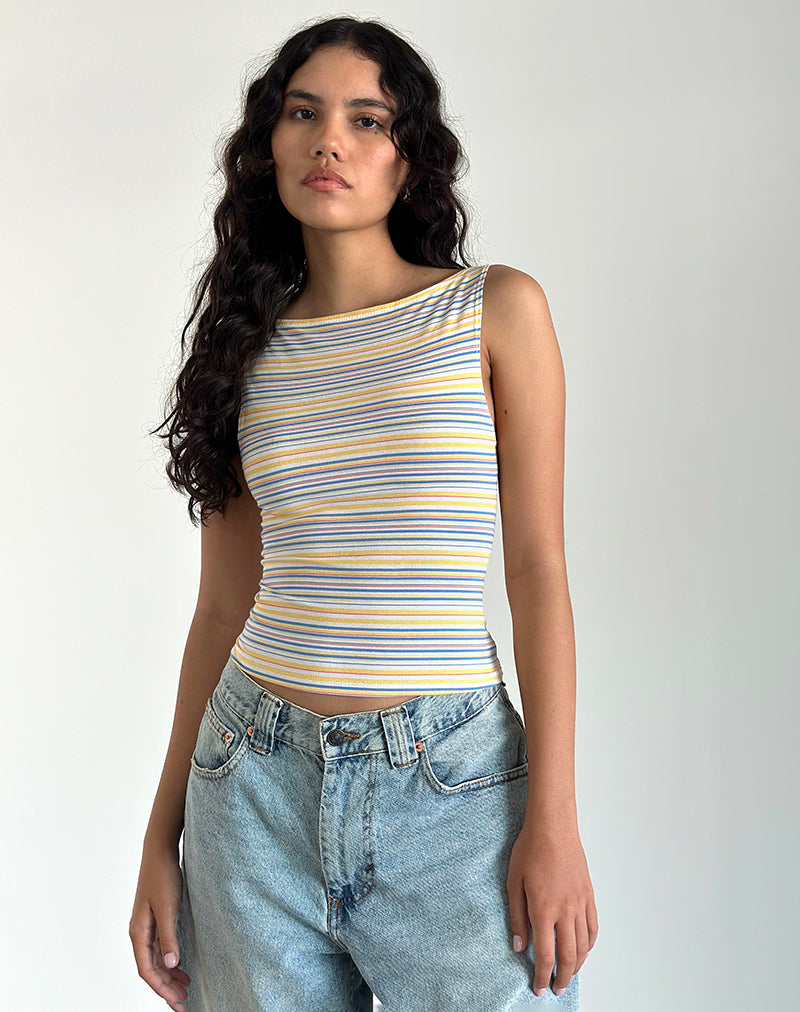 Camiseta Dudley a rayas azules, blancas y amarillas