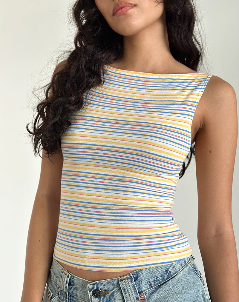 Camiseta Dudley a rayas azules, blancas y amarillas