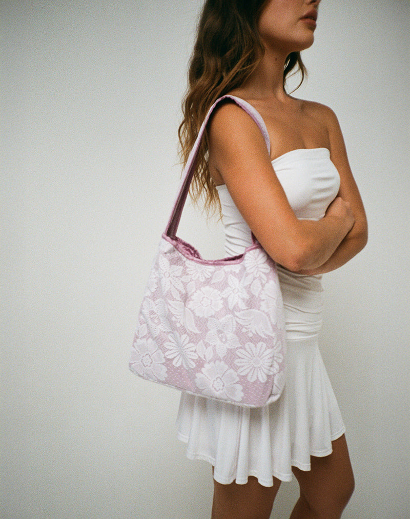 Bolso Dune Blanco con Cordón Rosa