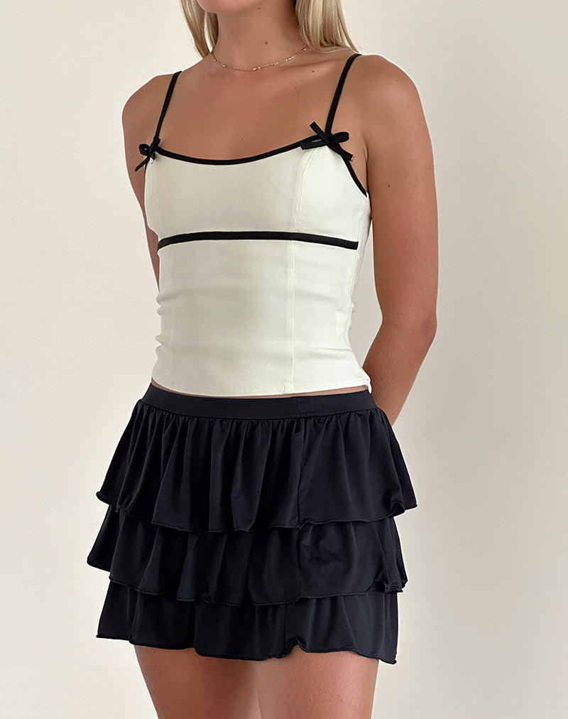 imagen de Duta Cami Top en crema con lazos negros