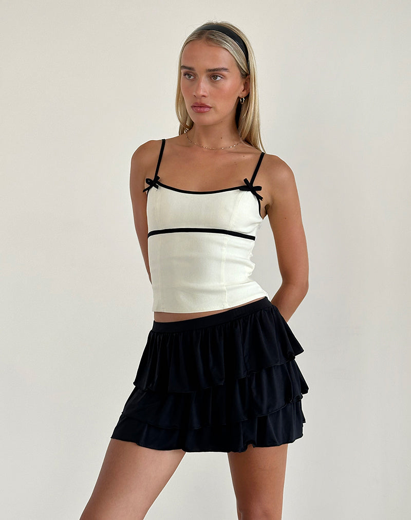 imagen de Duta Cami Top en crema con lazos negros