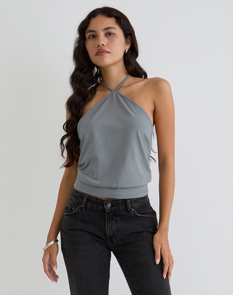 Imagen de Dyilla Arrow Neck Top en Gris