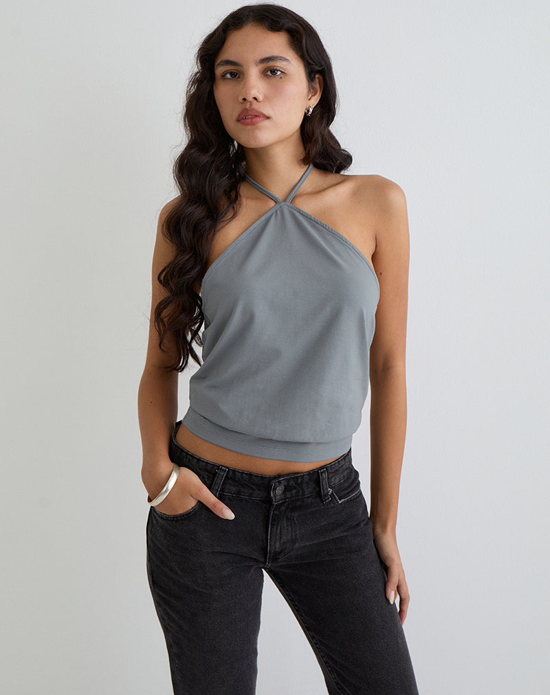 Imagen de Dyilla Arrow Neck Top en Gris