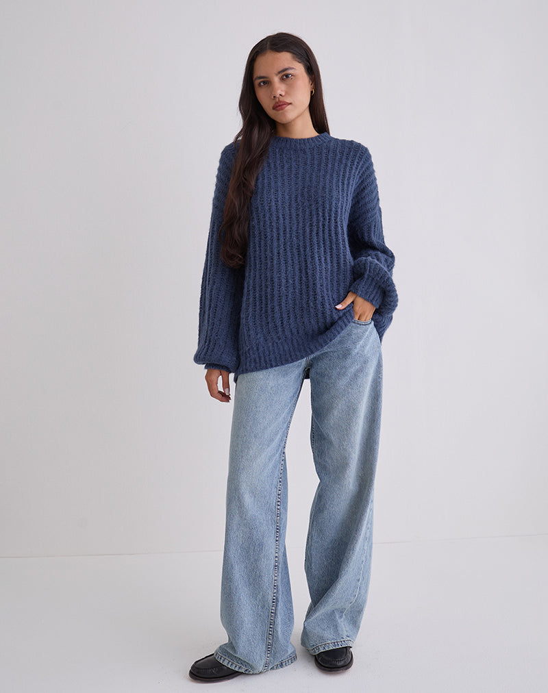 Imagen de Daren Jersey de punto oversize en azul marino