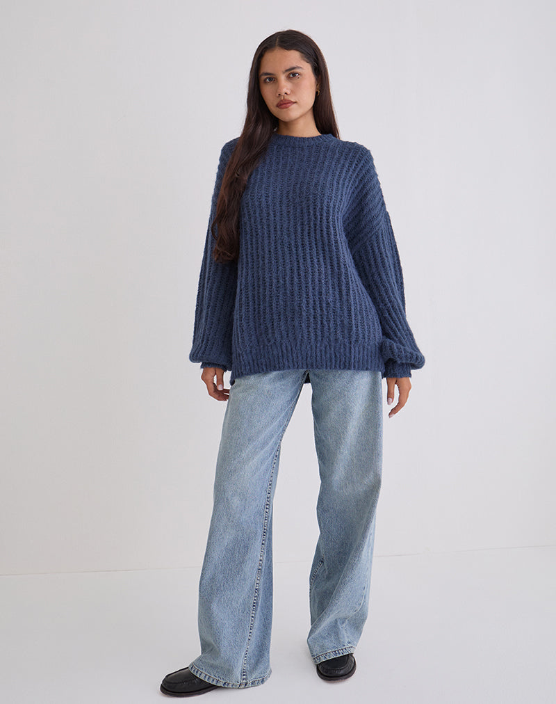 Jersey de punto oversize Daren en azul marino
