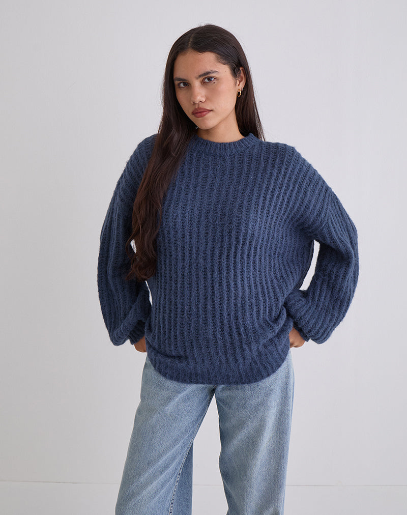 Imagen de Daren Jersey de punto oversize en azul marino