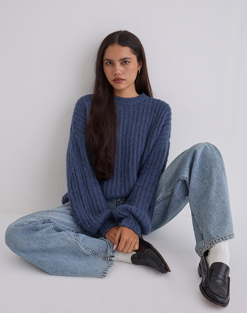 Jersey de punto oversize Daren en azul marino
