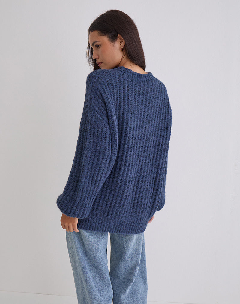 Imagen de Daren Jersey de punto oversize en azul marino