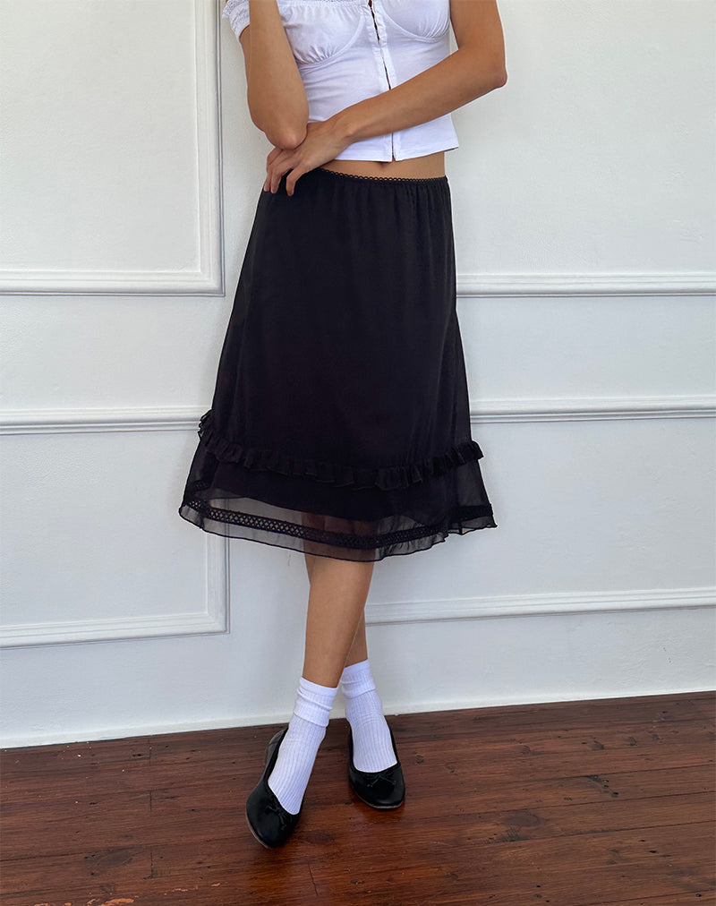 Imagen de Lenuta Falda midi de gasa en negro