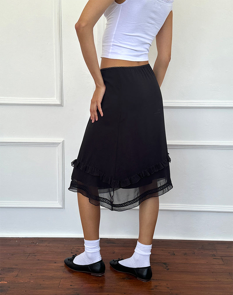 Imagen de Lenuta Falda midi de gasa en negro