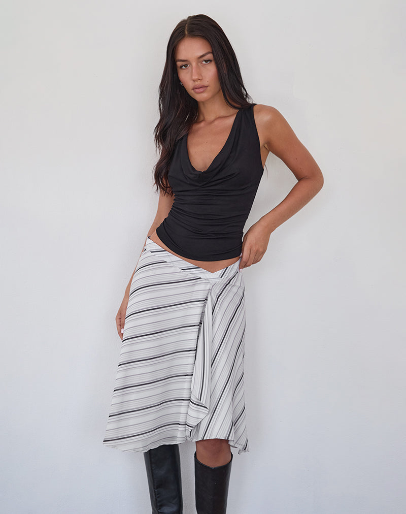 Imagen de Ebiet Falda midi a rayas diagonales Gris tonal