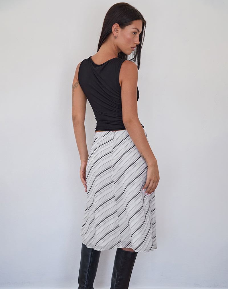 Imagen de Ebiet Falda midi a rayas diagonales Gris tonal