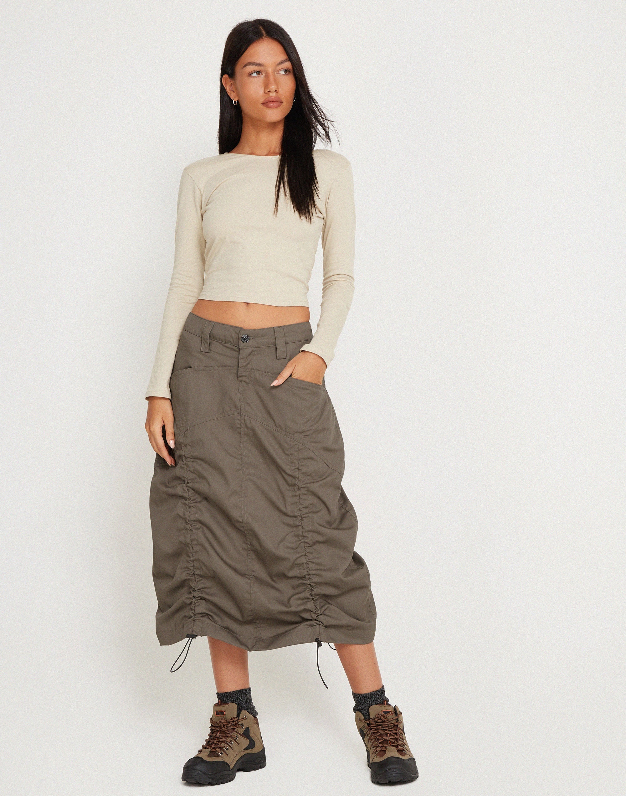 Imagen de Eisig Cargo Midi Skirt en Fossil