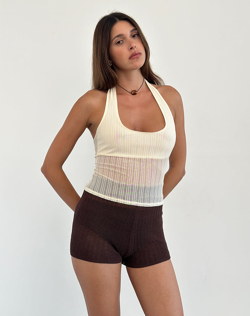 Top Elagia en Sheer Texture Marfil
