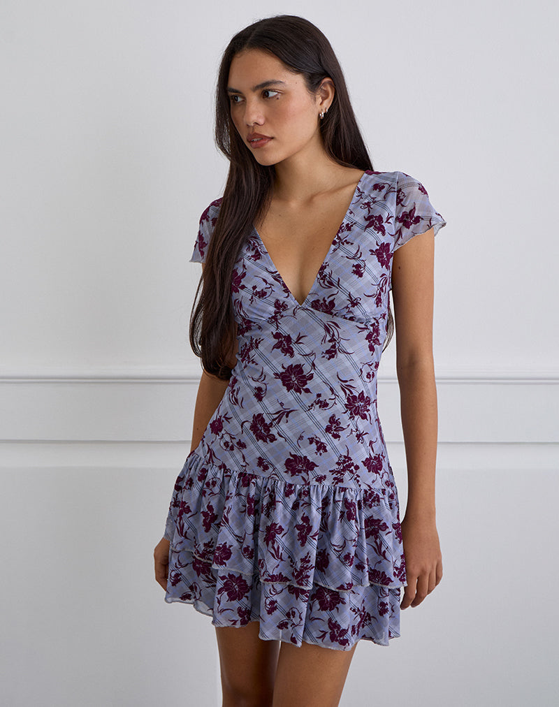 Vestido Elaya en Lotus Flock Checked Lavender