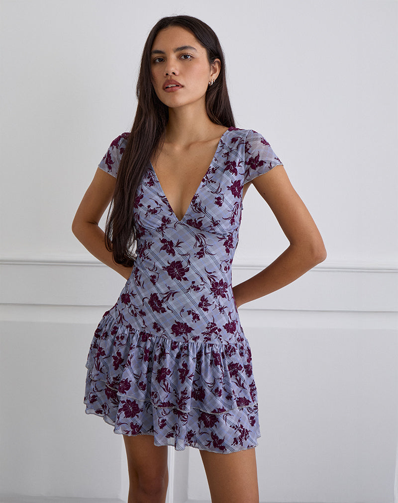 Imagen del vestido Elaya de cuadros Lotus Flock Lavanda