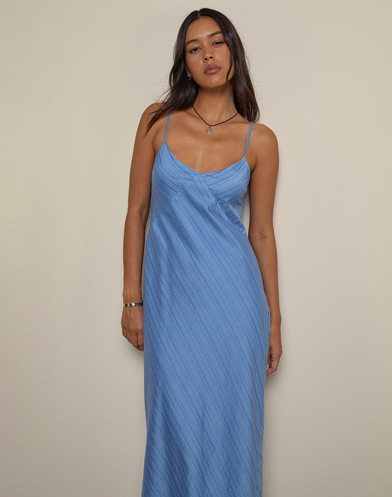 Vestido midi Elayna de gasa a rayas azul