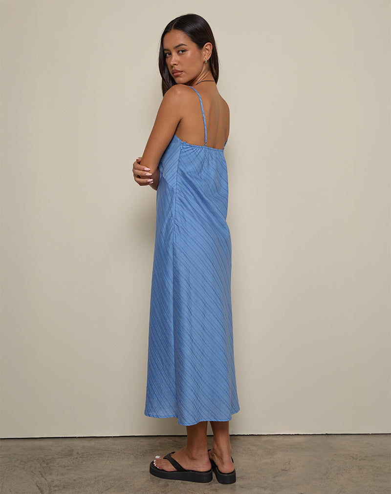 Imagen del vestido Elayna Midi de gasa a rayas azul
