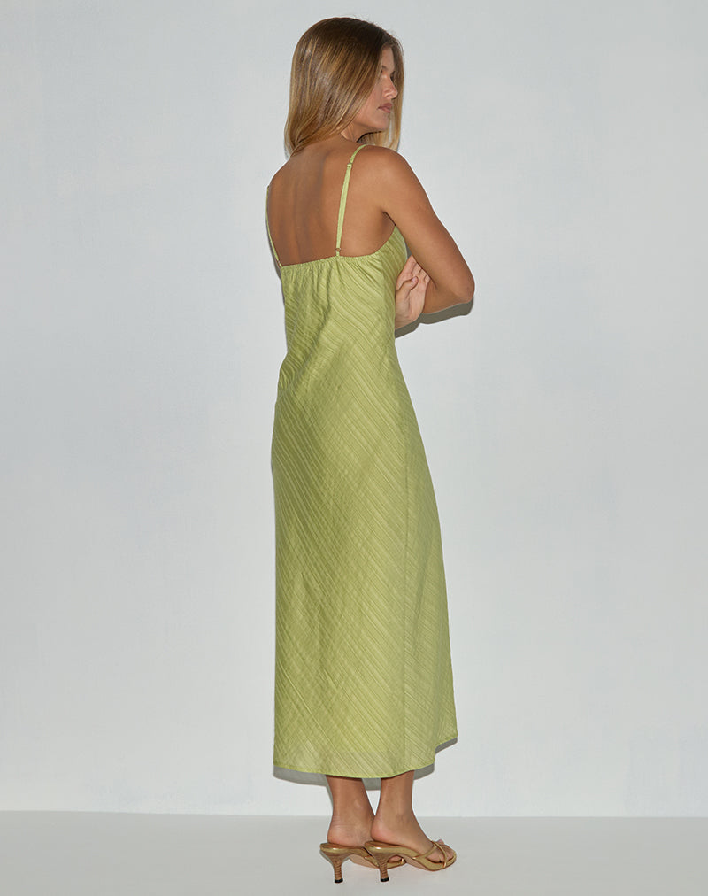 Imagen del vestido Elayna Midi de gasa a rayas verde