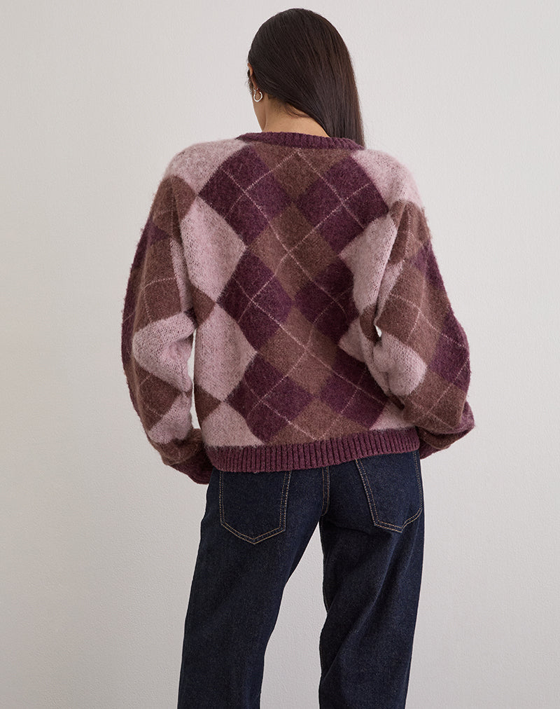 Image of Eliana Cardigan in Knit Argyle Pink
