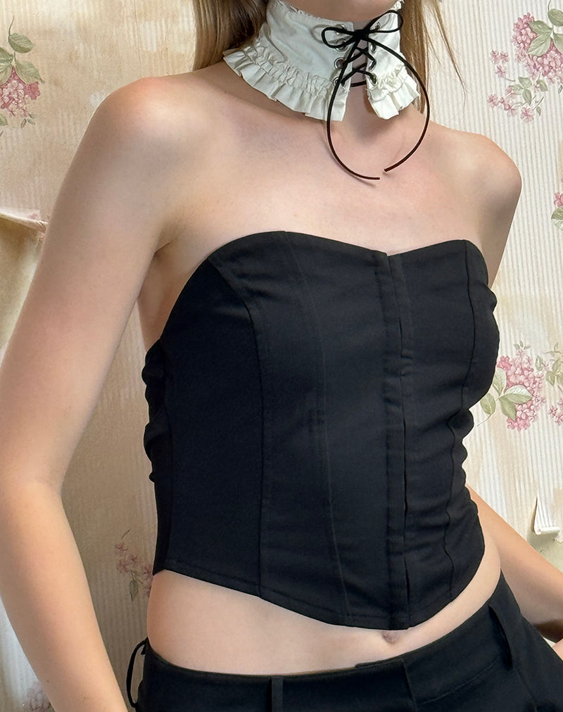 Top corsé con corchetes Elita en negro