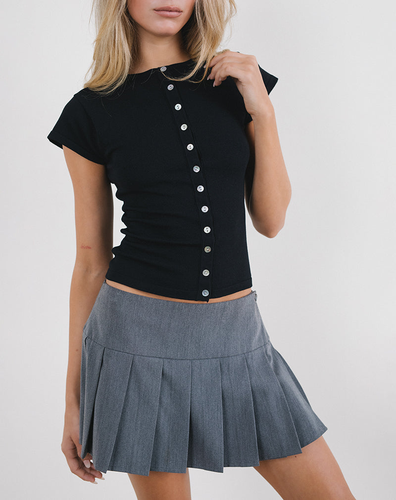 Top Elmira de punto liso negro