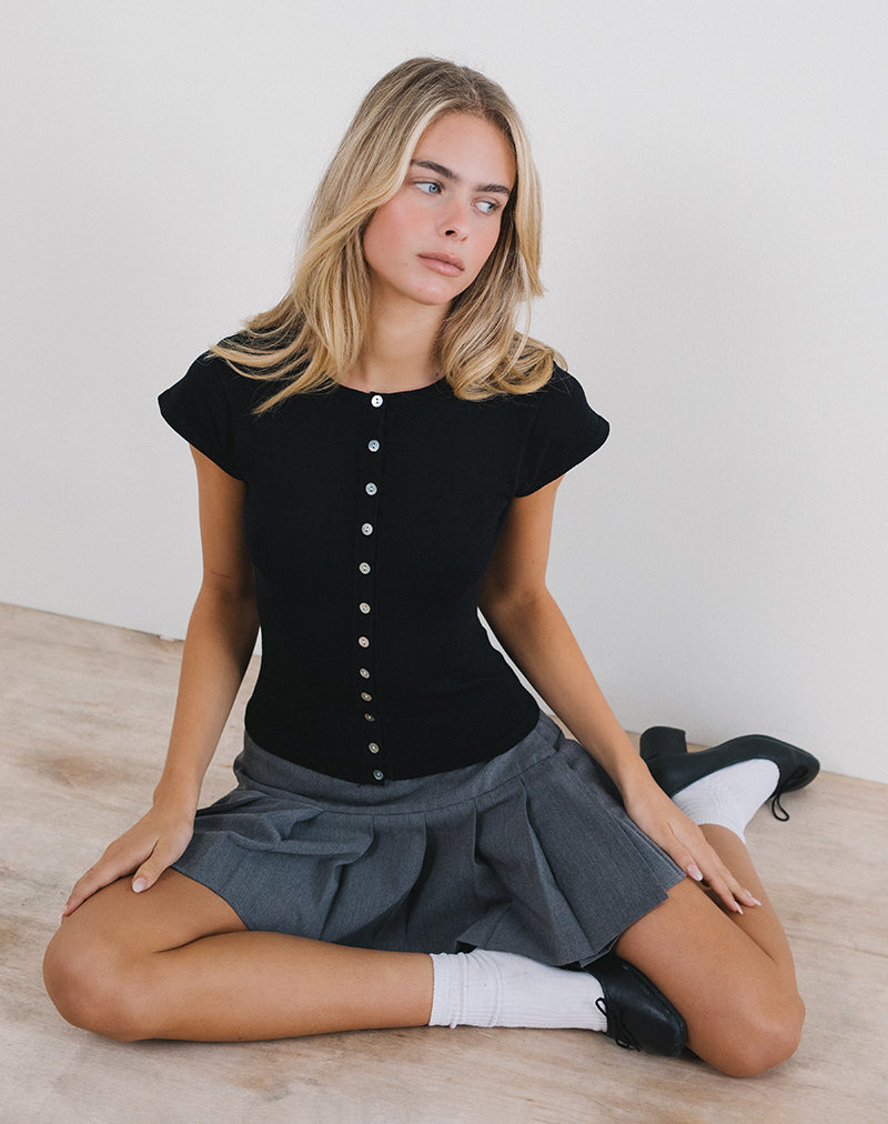 Top Elmira de punto liso negro