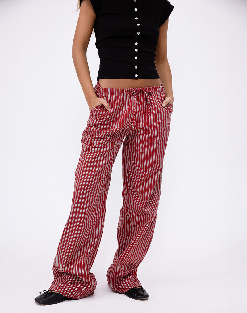 Pantalón casual Lirura de raya granate
