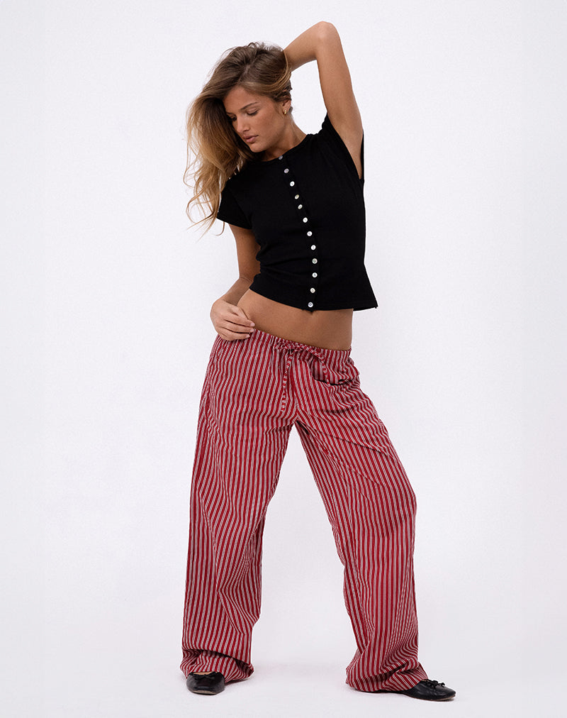 Pantalón casual Lirura de raya granate