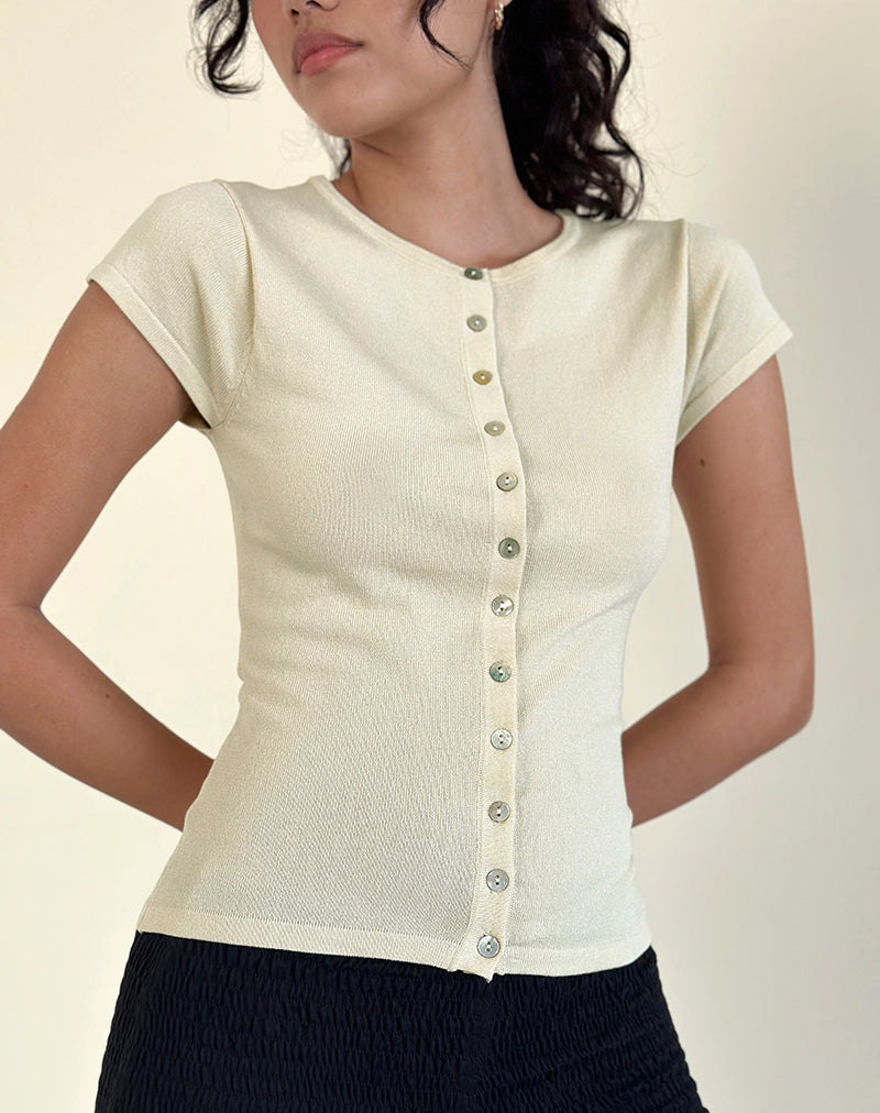 Top Elmira en punto plano Crema