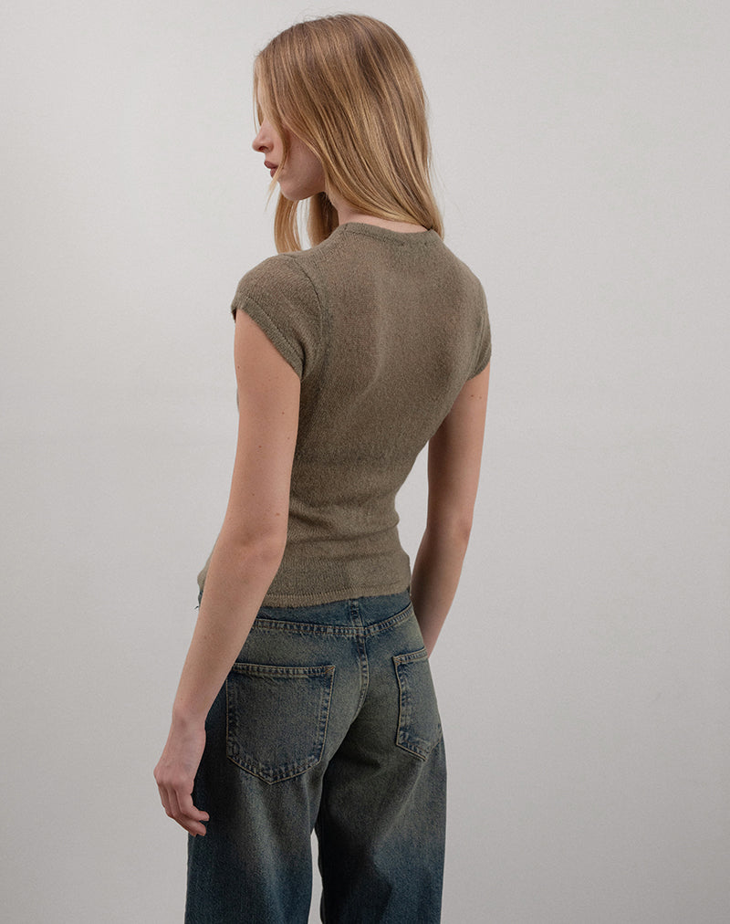 Imagen de Elmira Top en tejido de punto Sheer Khaki