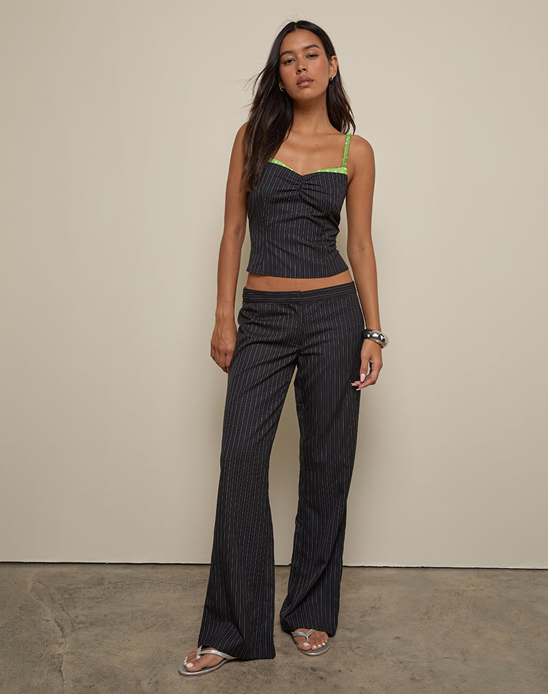 Top Elsa a rayas negro con verde