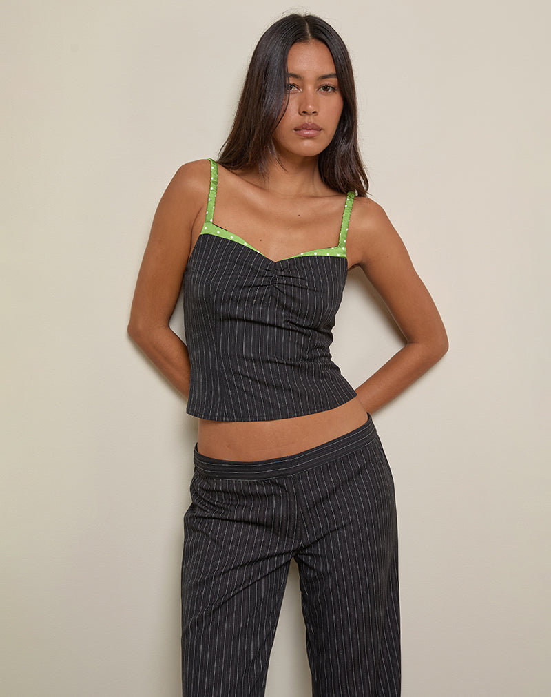 Top Elsa a rayas negro con verde