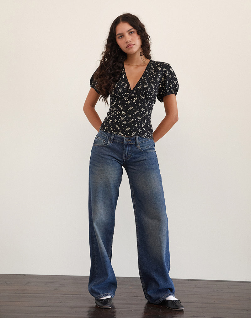 Top Elvita en Floral Land Negro