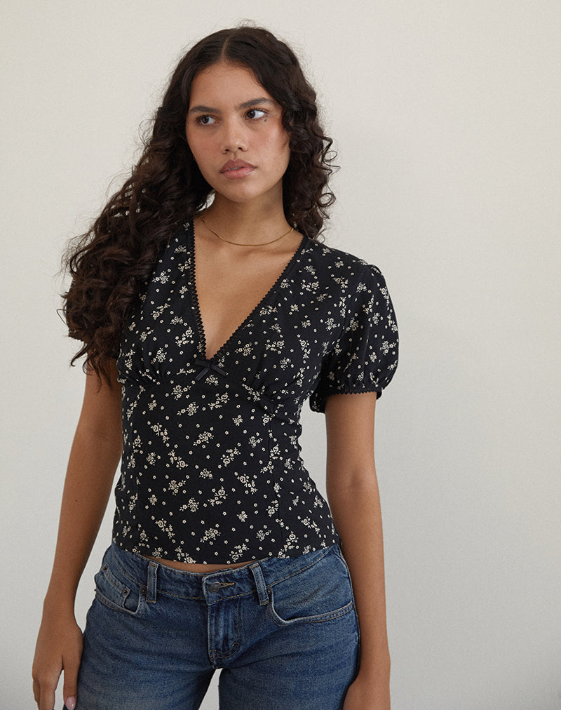 Imagen de Elvita Top en Floral Land Negro