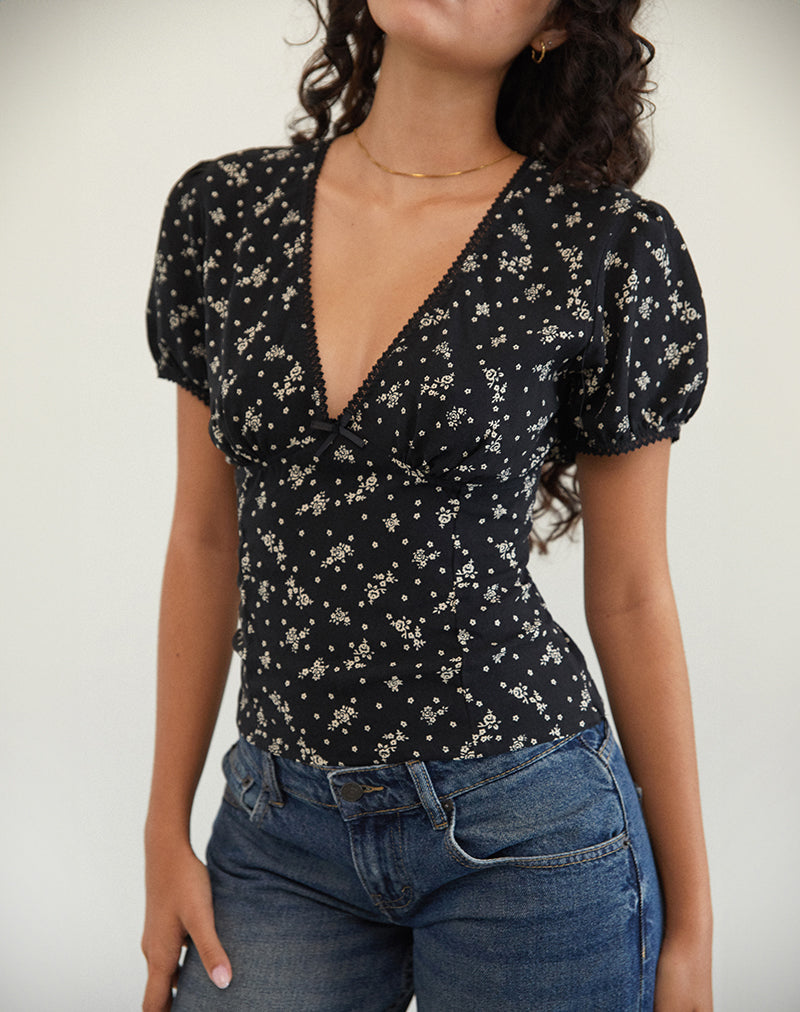 Top Elvita en Floral Land Negro